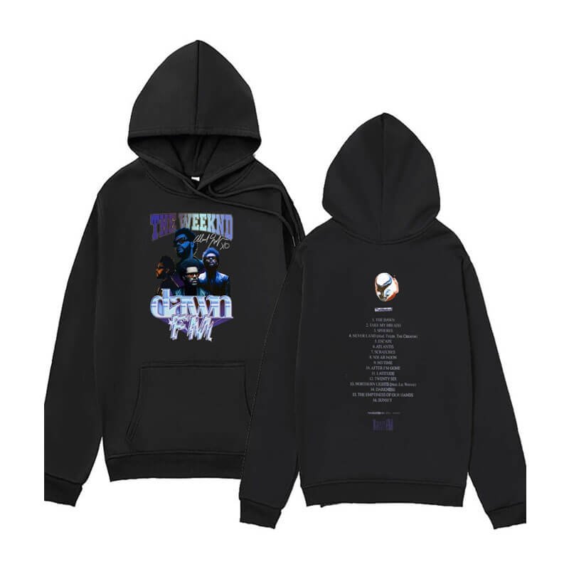 The Weeknd Classic Dawn FM Black Hoodie | Official Store
