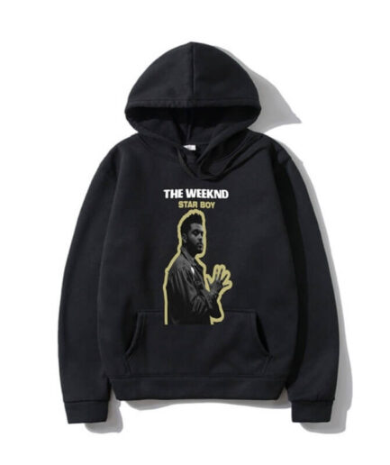 The Weeknd Merch Men Starboy Hoodie Black