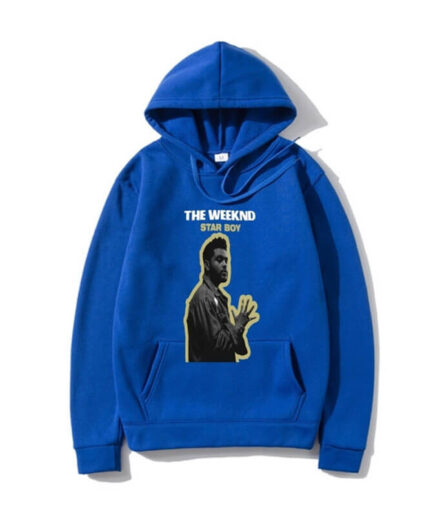 The Weeknd Merch Men Starboy Hoodie Blue