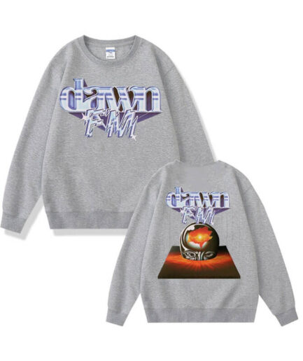 The Weeknd Dawn Fm Oversized Grey Pullover Sweatshirt